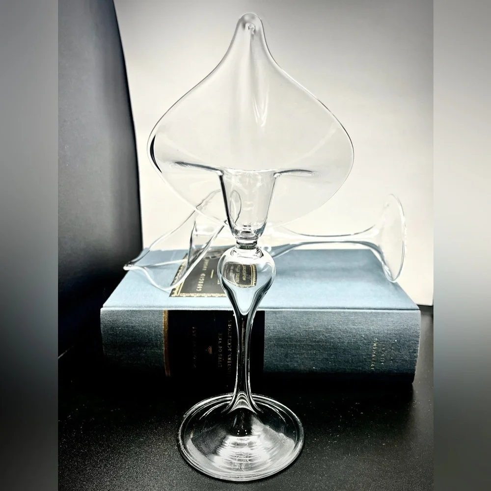 VTG Jack in the Pulpit/Calla Lily Clear Blown Glass Novelty Candleholders | Pair